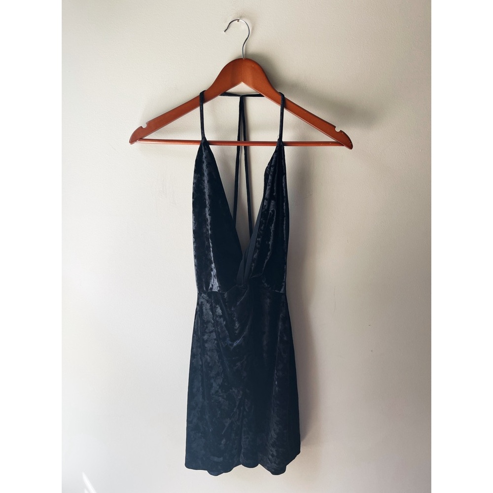 Zara Festive Season Black Velvet Strappy V Neck Mini Dress Small - Picture 5 of 7